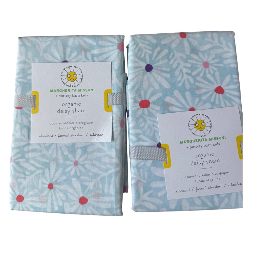 NEW Margherita Missoni Pottery Barn Kids Organic Daisy Sham Set 2 Blue Standard